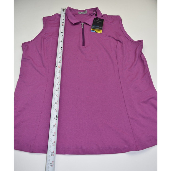 Callaway Womens XL Golf Polo Tank Solid Purple 1/4 Zip Stretch Opti-Dri Cooling - Picture 10 of 12